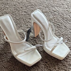 Forever 21 White Square-Toe Heels